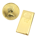 金のコインとインゴット延べ棒