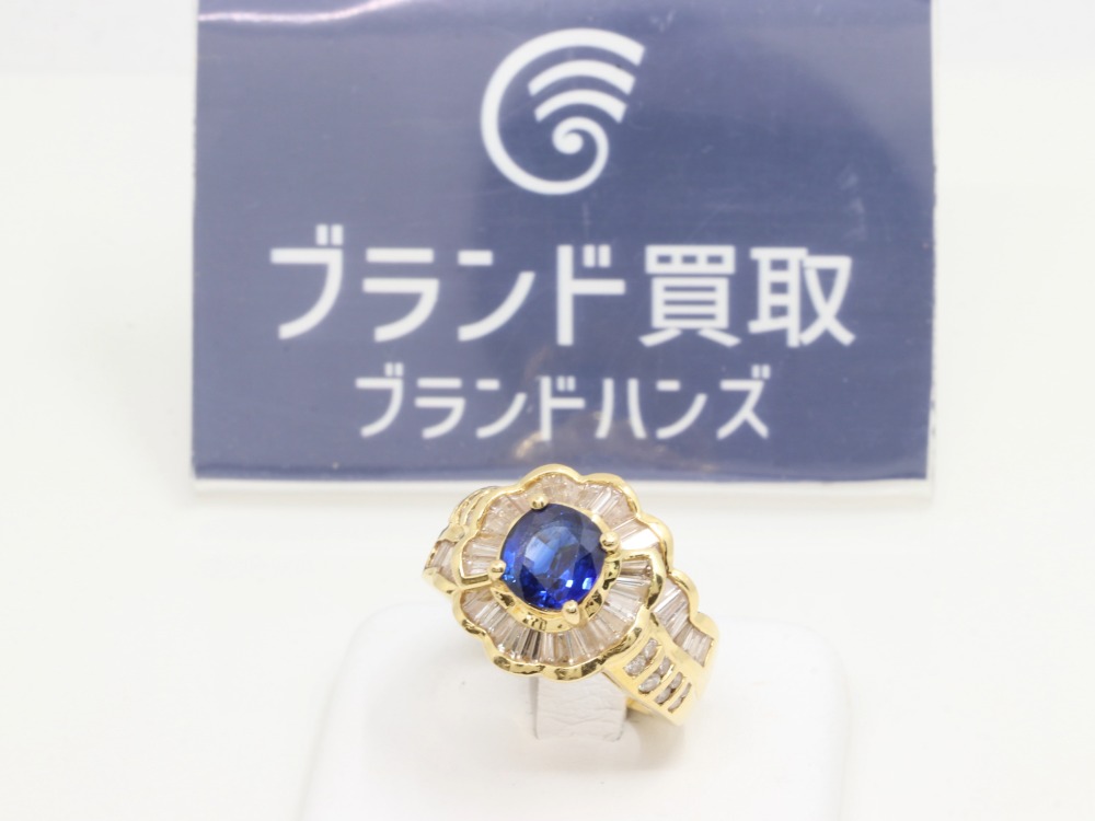 金のサファイアダイヤモンドリング全体