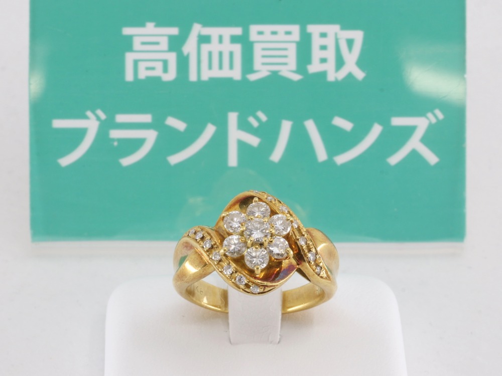 K18のメレダイヤリング0.78ct正面