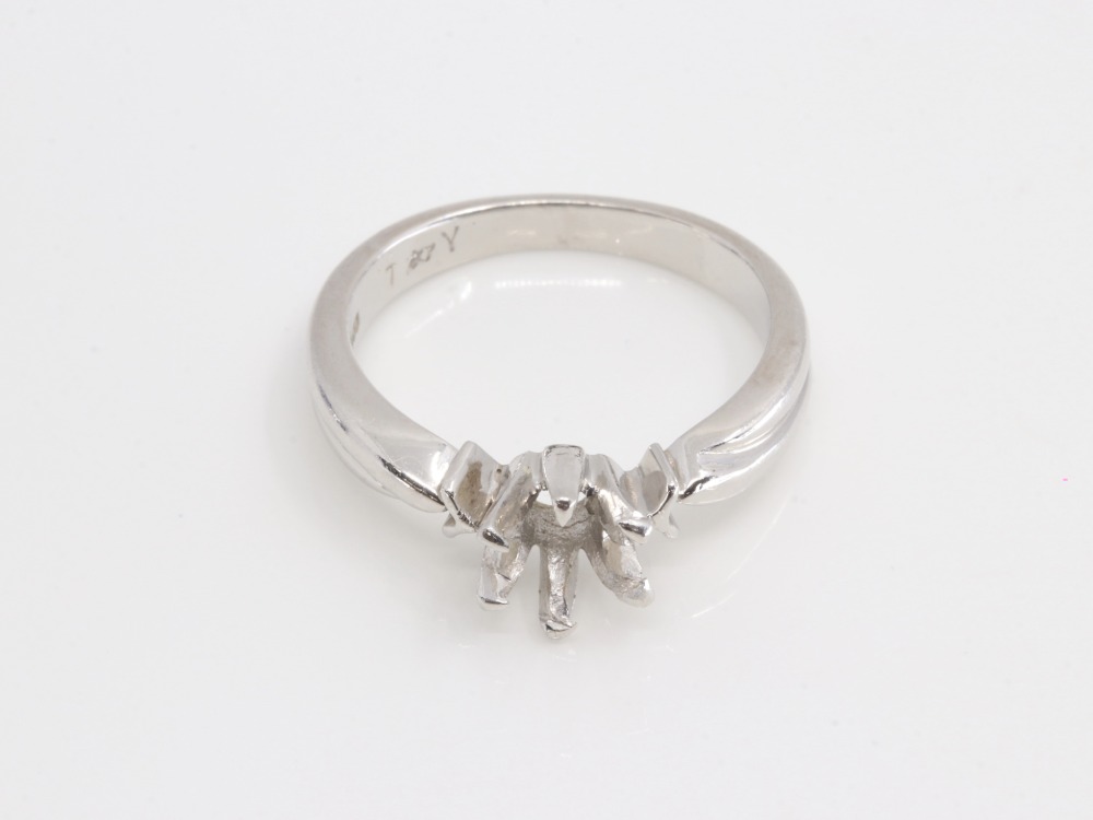 Pt850立て爪リング正面