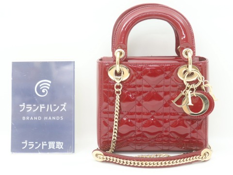 クリスチャンディオールレディディオールパテント2WAYハンドバッグ