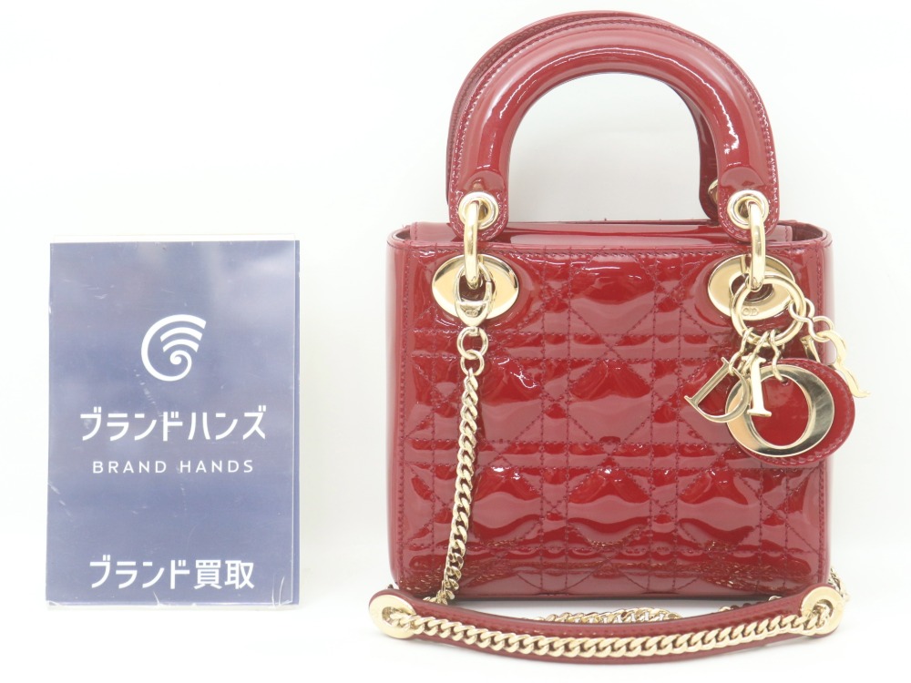 クリスチャンディオールレディディオールパテント2WAYハンドバッグ全体図