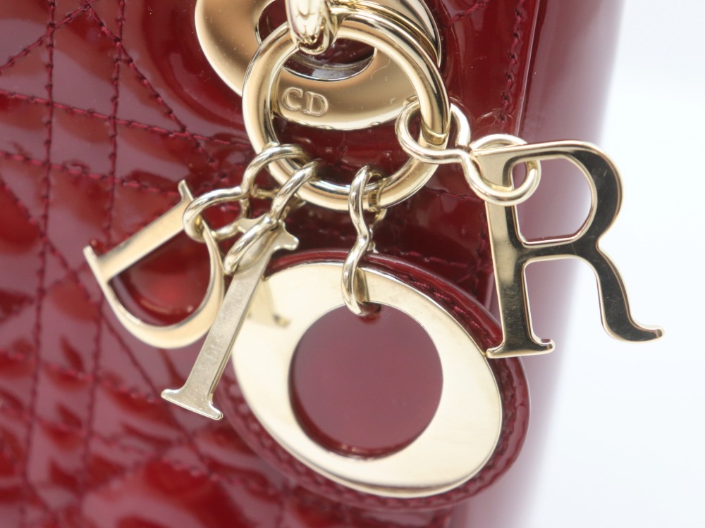 クリスチャンディオールレディディオールパテント2WAYハンドバッグ金具