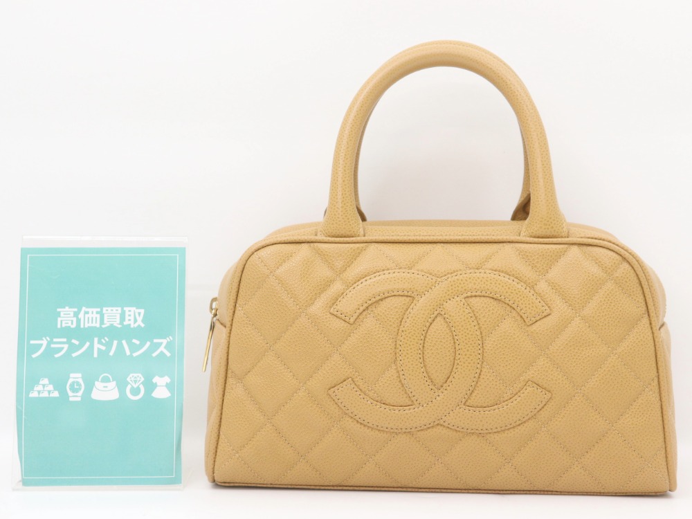 シャネルキャビアスキンココマークボストンバッグ全体図