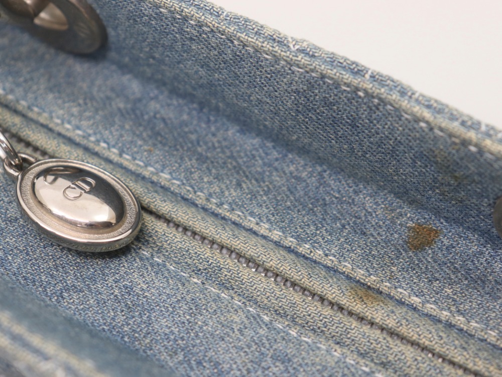 ディオールレディディオールデニムハンドバッグ染み