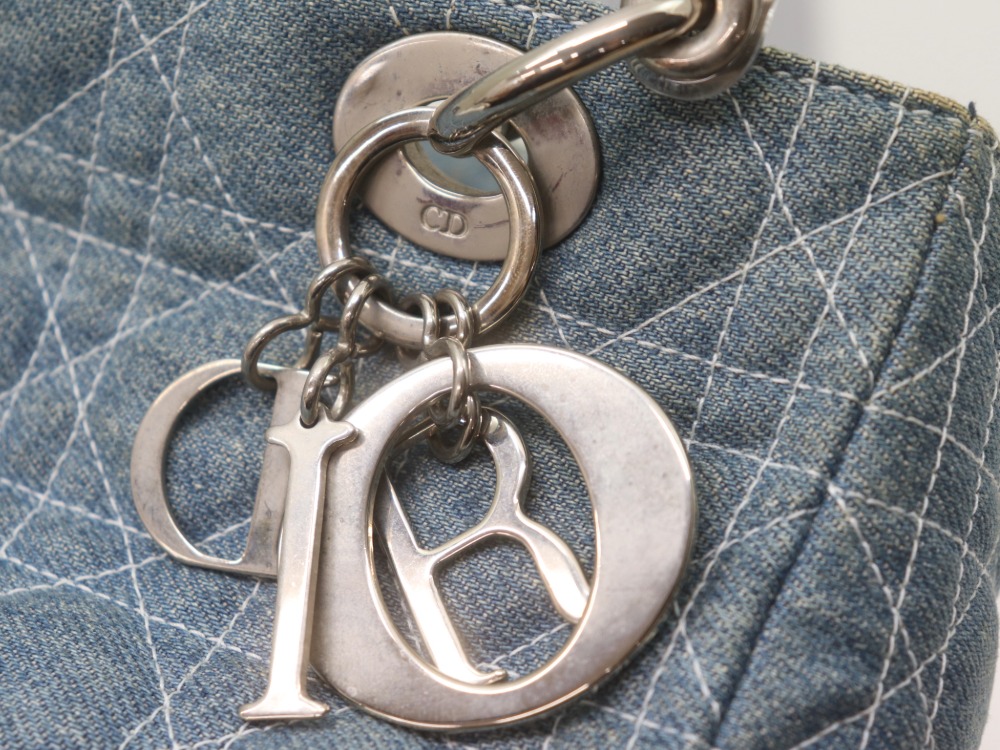 ディオールレディディオールデニムハンドバッグ金具