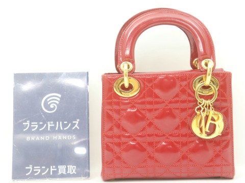 ディオールレディーディオールハンドバッグパテント