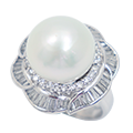 パールの宝石リングダイヤモンド