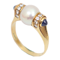 ブルガリYGリングパール金サファイヤ