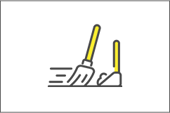 ほうきで簡易清掃