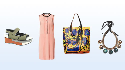 マル二のバッグとネックレス-ワンピース-サンダル