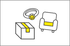 宝石や家具などをダンボールに仕分ける