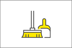 簡易掃除のほうきと塵取り