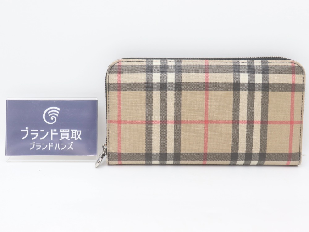 バーバリーチェック柄長財布正面