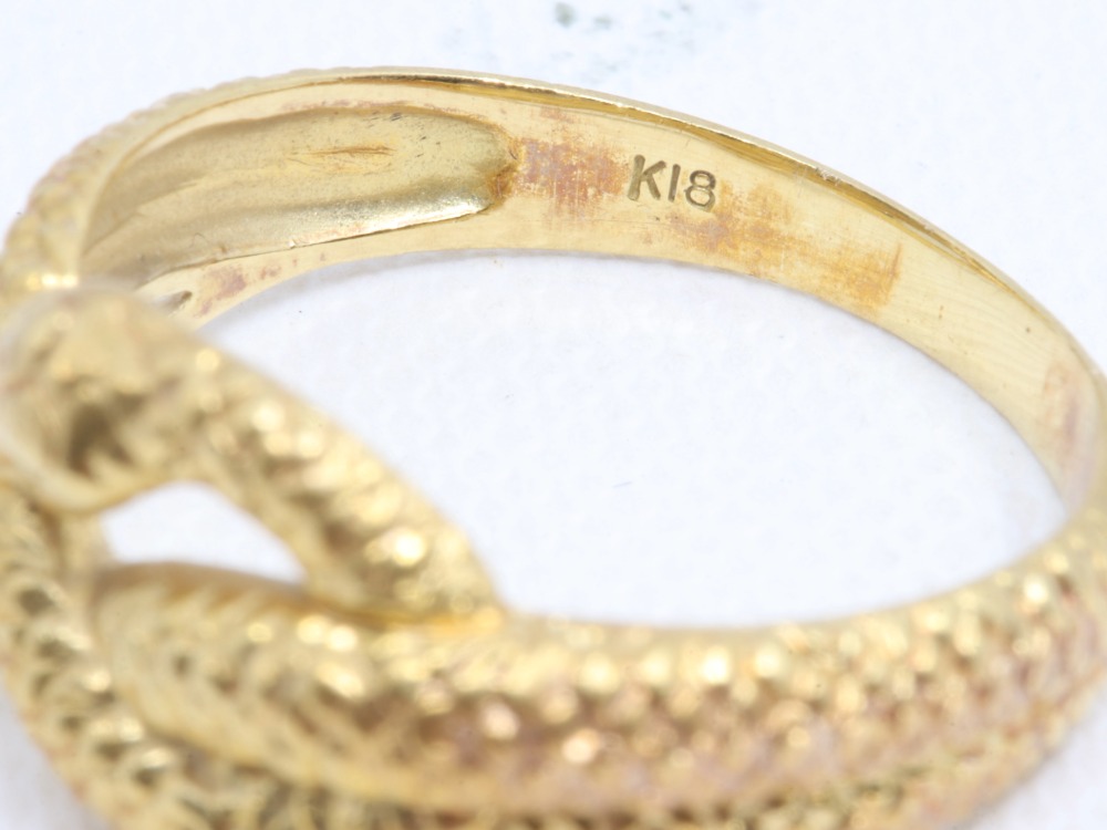 K18YGスネークリング刻印