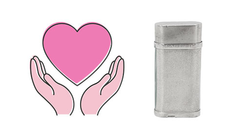 カルティエのライターと親切な手のアイコン