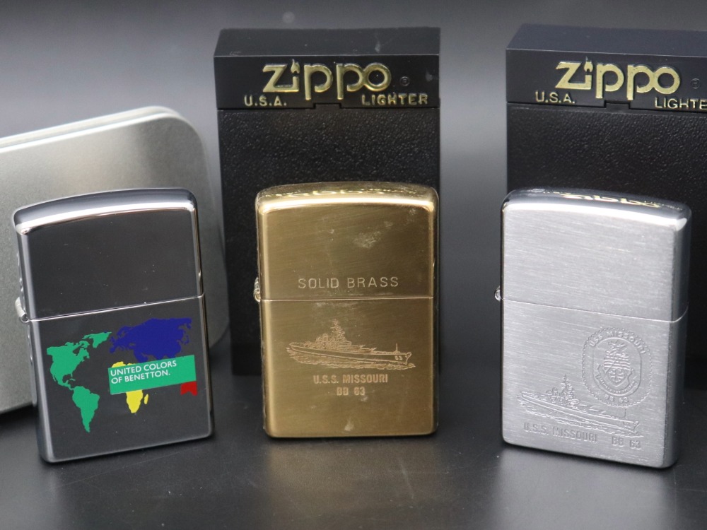ジッポーのオイルライター3点全体