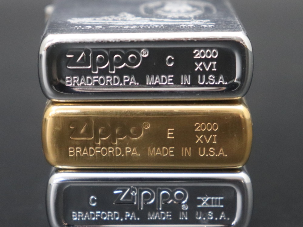 ジッポーのオイルライター3点刻印