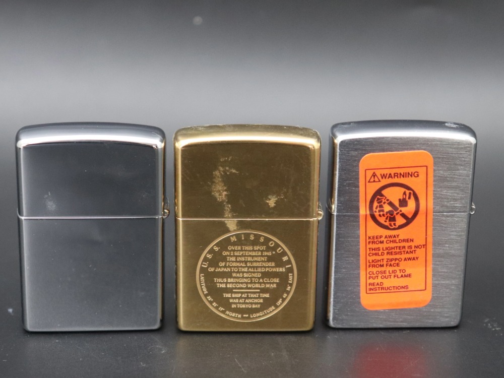 ジッポーのオイルライター3点表