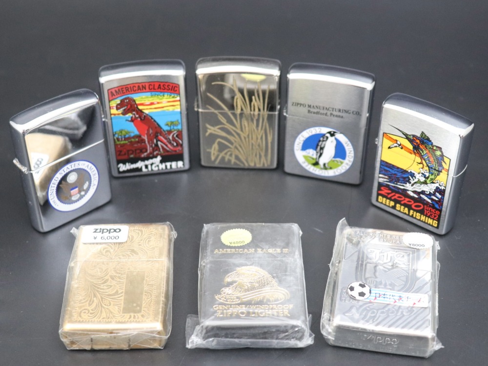 ジッポーのオイルライター8点全体