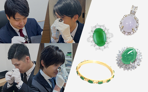 ヒスイ翡翠のブレスレット-リング-ネックレストップとブランドハンズの鑑定士