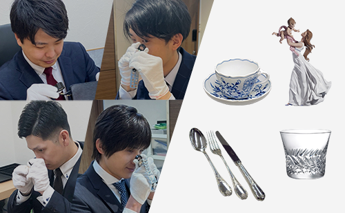 マイセンのティーカップソーサ-リアドロ-クリストフル-バカラのロックグラスとブランドハンズの鑑定士b