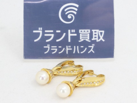 K18のパール付きピアス