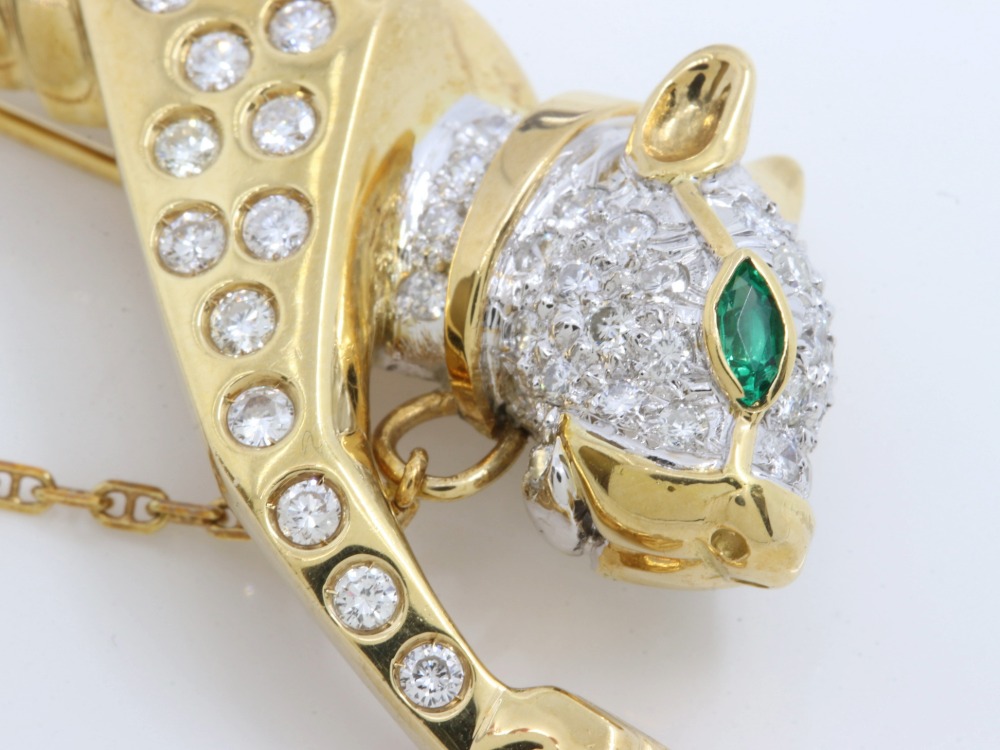 K18パンサーブローチ宝石アップ