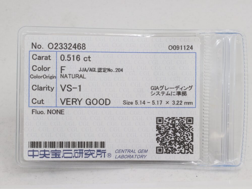 ダイヤモンドルース鑑定書