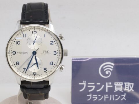 IWC ポルトギーゼ クロノグラフ IW371605 SS×レザー AT シルバー文字盤 メンズ