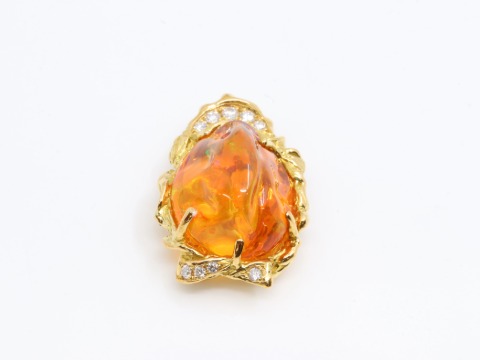 K18(18金) ファイアーオパール ダイヤトップ FOP7.60ct D0.12ct 5.7g