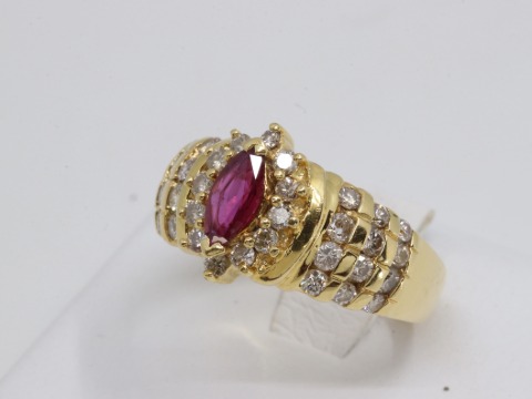K18(18金) ルビーダイヤリング R0.43ct D1.05ct 7.8g