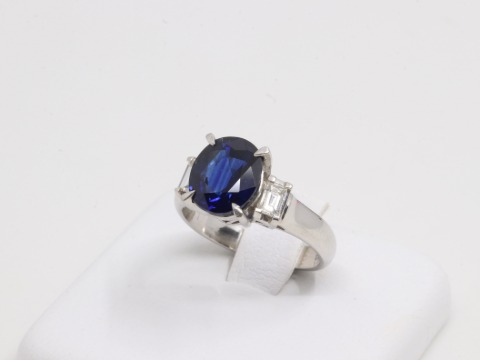 PT900(プラチナ900) サファイヤ ダイヤリング S2.89ct D0.31ct 5.95g