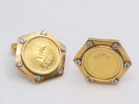 K18(18金)/K22(22金) 10ボンド金貨 カフス 21.8g