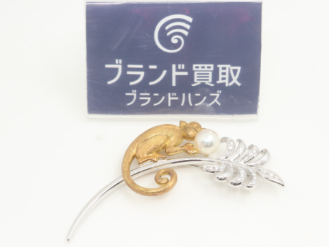 ミキモト K18YG K18WG パールブローチ 20.2g