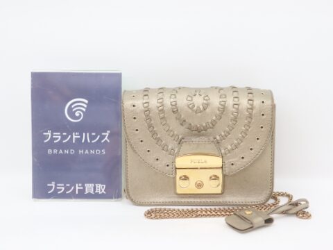 フルラ メトロポリス レザー メタリックグレー