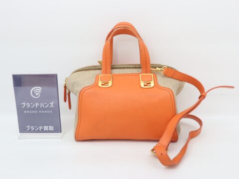 フェンディ カメレオン オレンジ レザー スエード