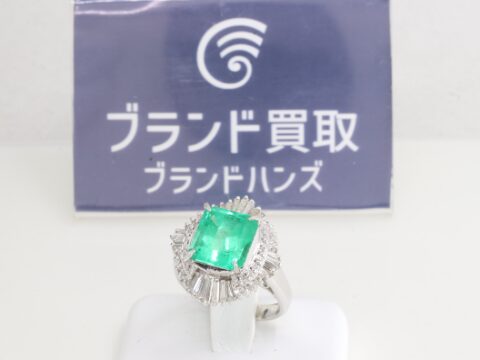 PT900 エメラルド ダイヤ リング 4.60ct 0.66ct