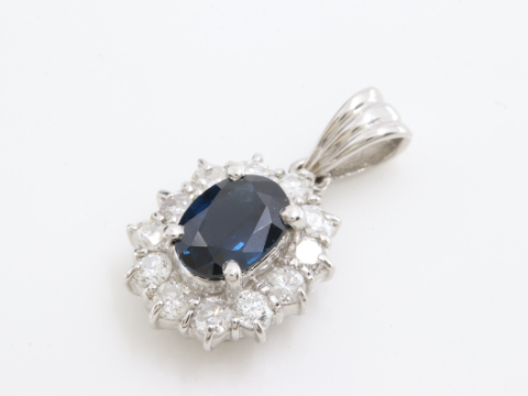 PT900 サファイア ダイヤ トップ D0.5ct 0.9