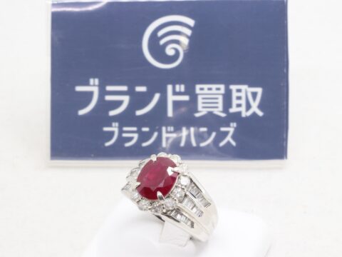 ルビー PT900 R3.36ct D1.60ct ダイヤリング