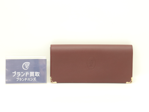 カルティエ マスト 二つ折り札入れ ボルドー レザー