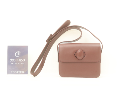 カルティエ マストライン ショルダーバッグ レザー ボルドー