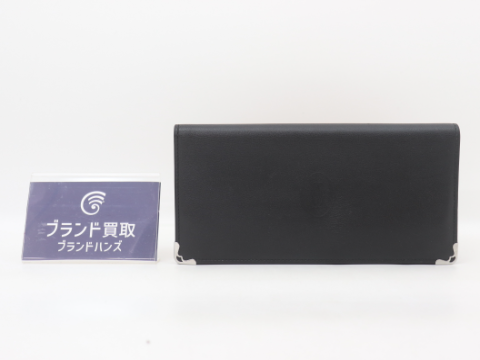カルティエ マストライン 二つ折り長財布 ブラック レザー