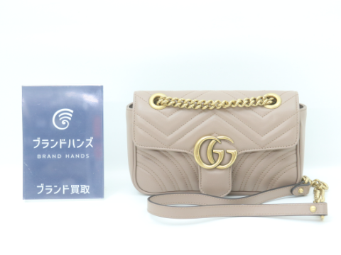 グッチ GGマーモント チェーンショルダーバッグ レザー ベージュ 446744