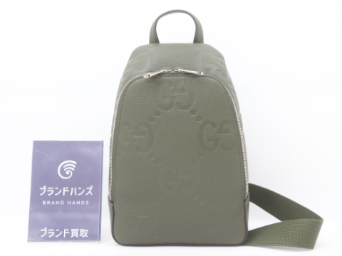 グッチ ジャンボGG ボディバッグ レザー カーキ 766937