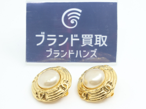 シャネル フェイクパール イヤリング 93A ゴールド GP