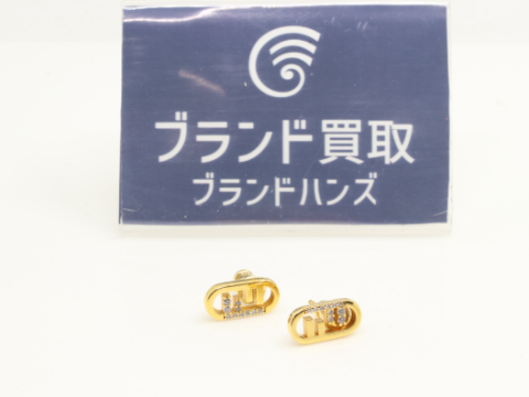 フェンディ オーロック ラインストーン ピアス ゴールド GP