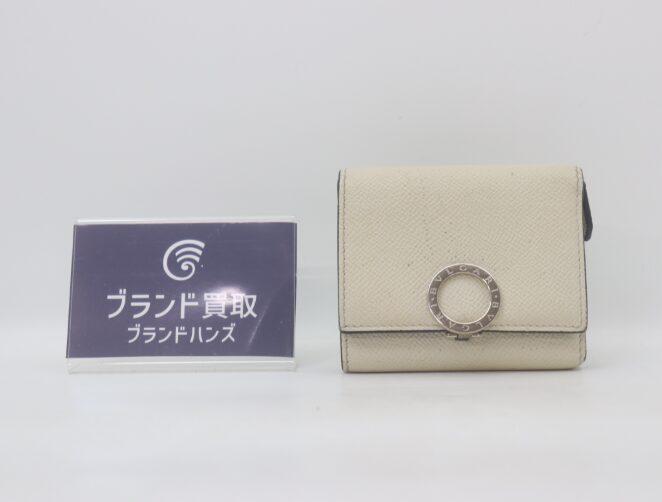 ブルガリ ブルガリブルガリ 三つ折り財布 ベージュ レザー