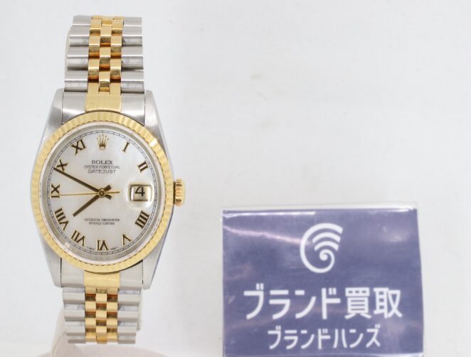 ロレックス デイトジャスト 16233NR W番 SS×WG シェル文字盤 自動巻き