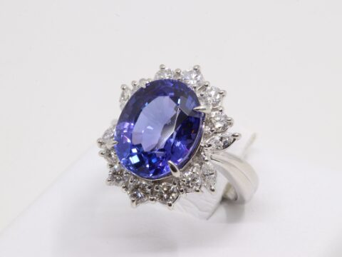 Pt900 タンザナイト 6.16ct ダイヤ D0.79ct リング 10.7g